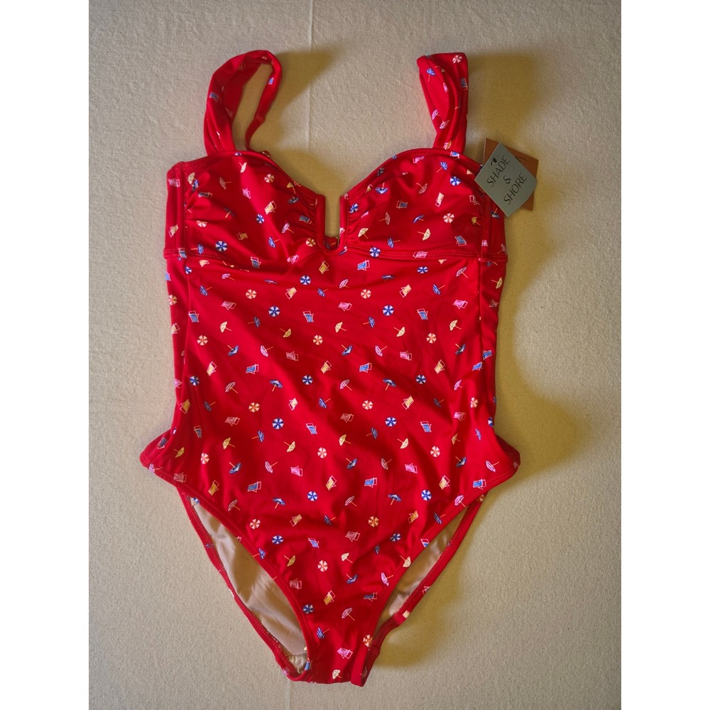 Shade‎ & Shore U-Wire One Piece Swimsuit Red XS NWT